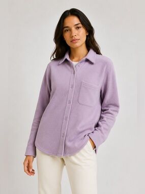 Aritzia TNA Polar Fleece Shacket Shirt Jacket Size 1 (SM) Oversized Purple